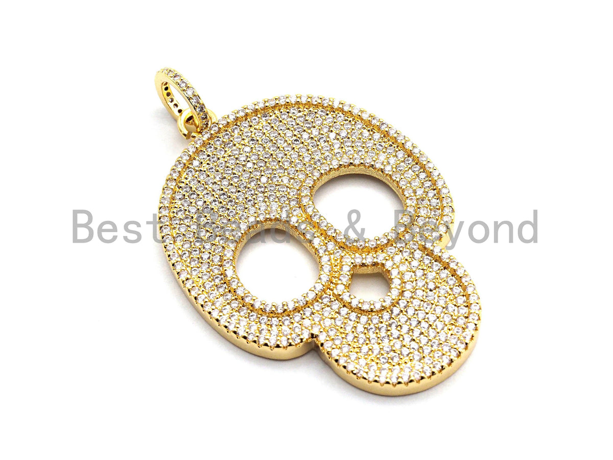 CZ Clear/Black Micro Pave Skull Pendant, CZ Pave Pendant, Go
