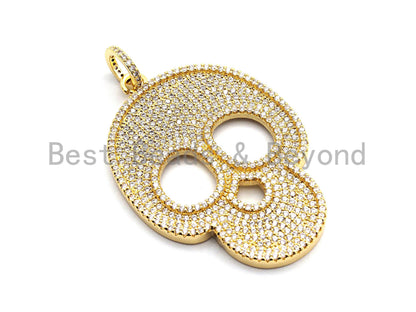 CZ Clear/Black Micro Pave Skull Pendant, CZ Pave Pendant, Go