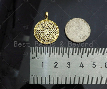 Gold Filled CZ Micro Pave Round Honeycomb Shape Pendant,18K Gold Filled Hive Charm, Necklace Bracelet Charm Pendant,20x27mm,Sku#LK356