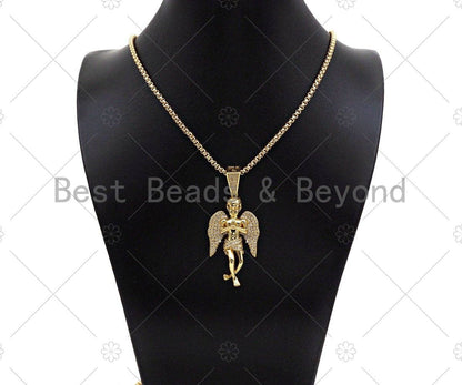 CZ Micro Pave Large Prayer Angel Shape Pendant/Charm, sku#L491
