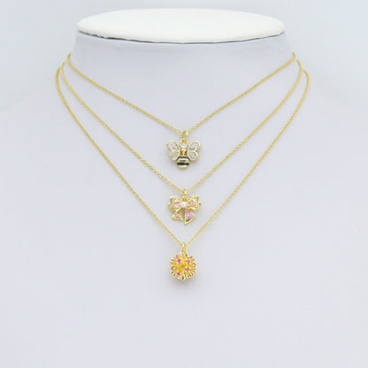 CZ Bee Bow Flower ball Charm Pendant,Sku#A497