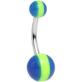 Green Blue Acrylic Striped Candy Belly Ring