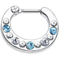 16G Blue and Clear Gem Septum Clicker
