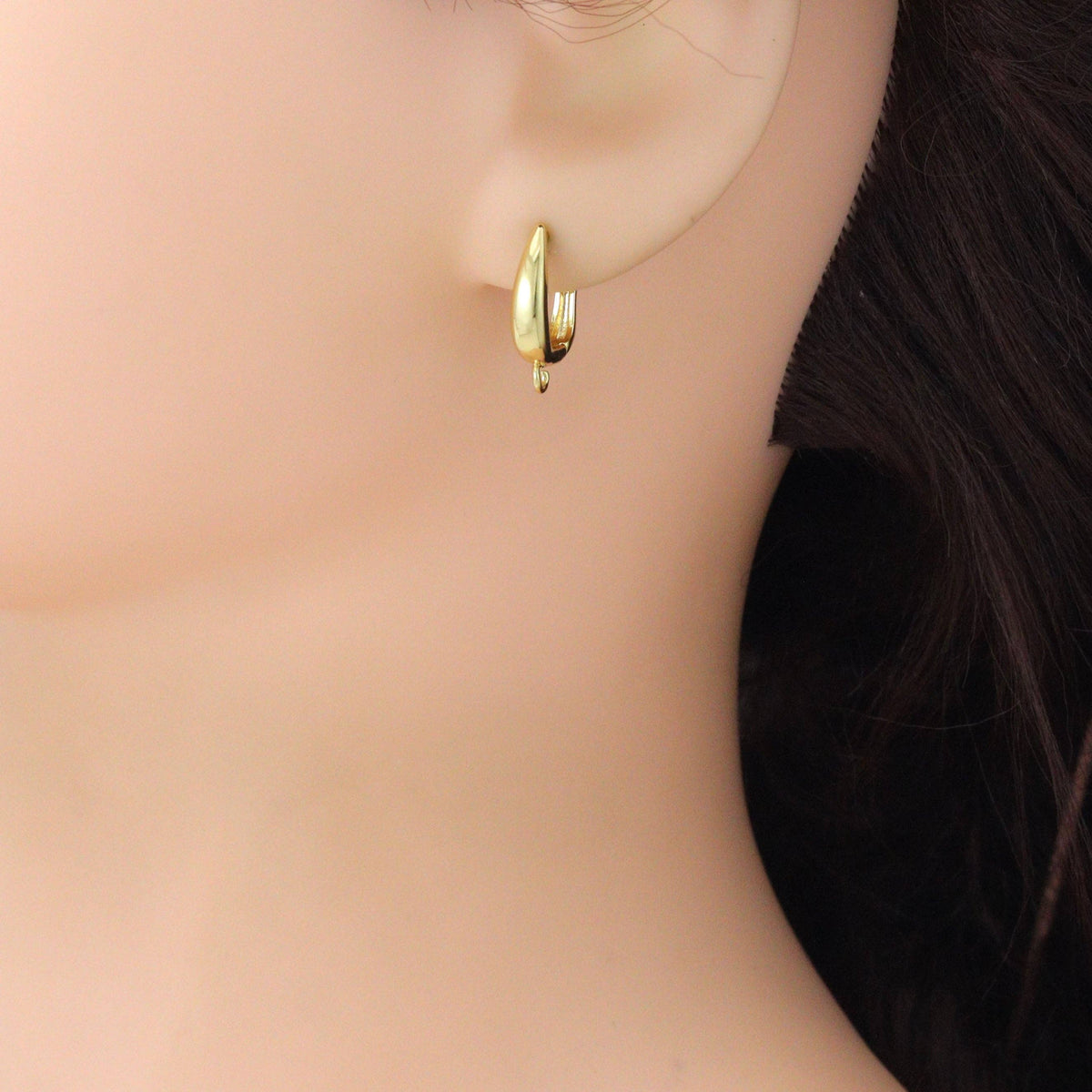 Plain Gold Oval Shape Everyday Hoop Earrings, Sku#LD742