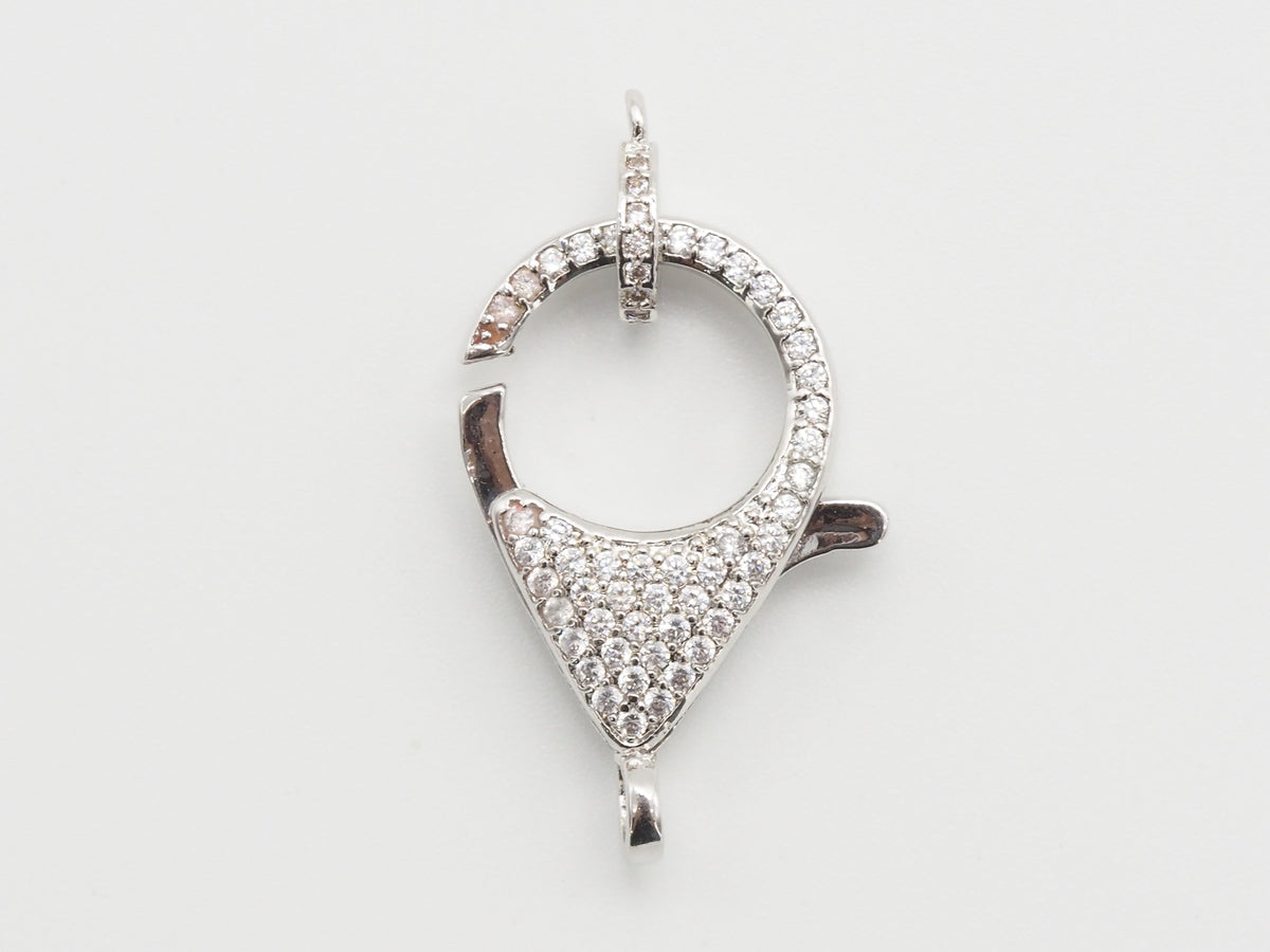 CZ Micro Pave Teardrop Lobster Claw Clasp, Cubic Zirconia Pa