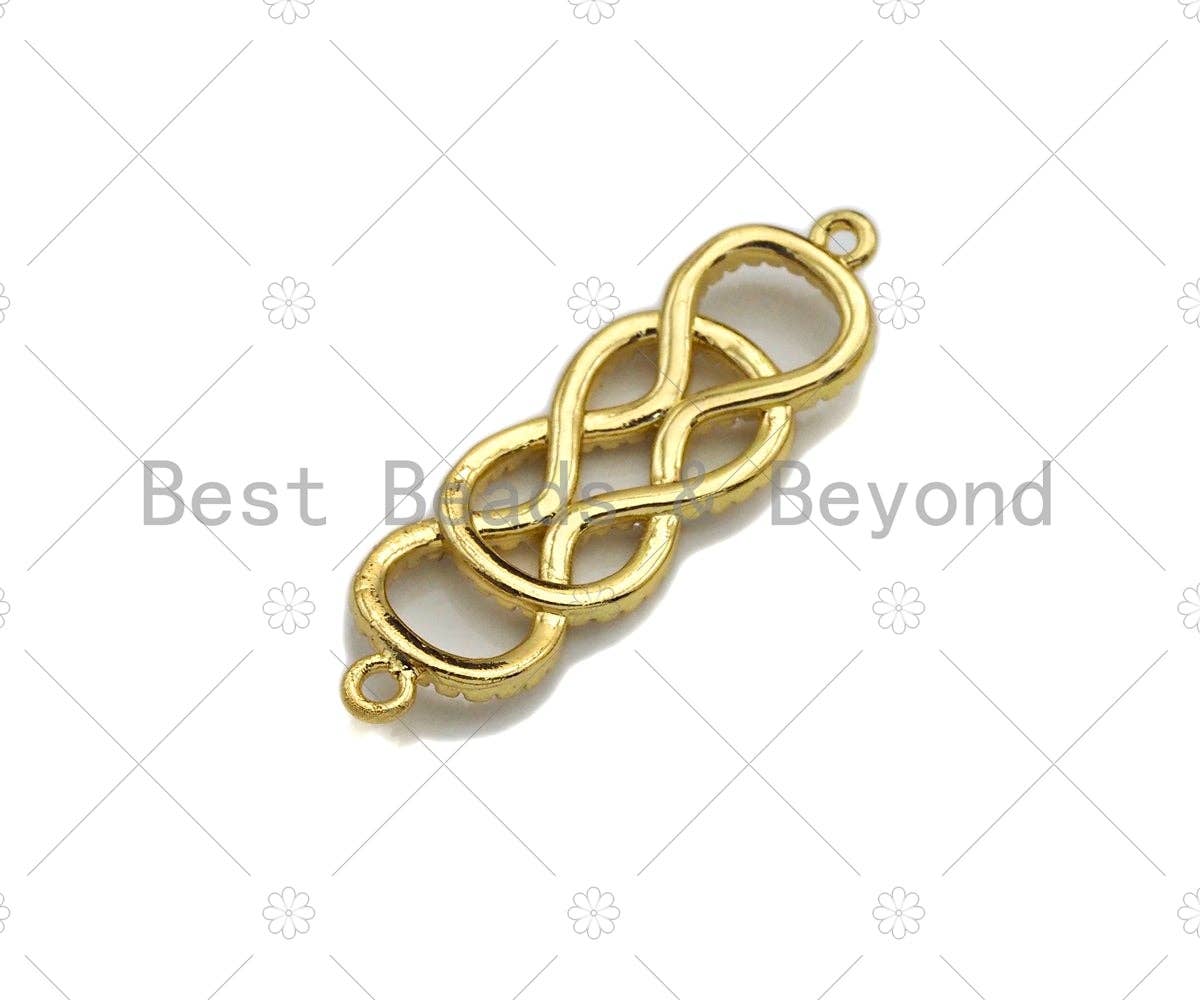 CZ Micro Pave Dermatoglyphic Pattern Connector, Cubic Zirconia Filigree Connector Beads, Gold Plated Bracelet Connector, 11x34mm, Sku#LK84