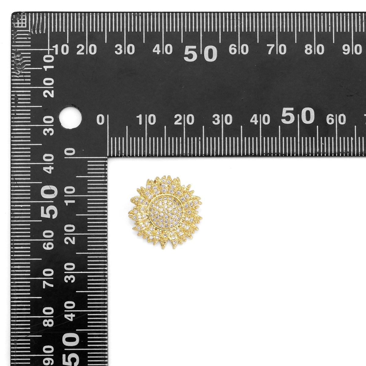 Gold CZ Sunflower Charm, Sku#LD424