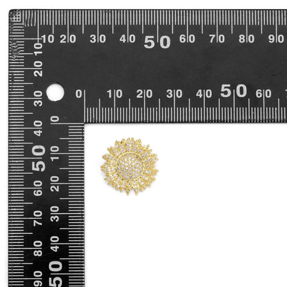 Gold CZ Sunflower Charm, Sku#LD424