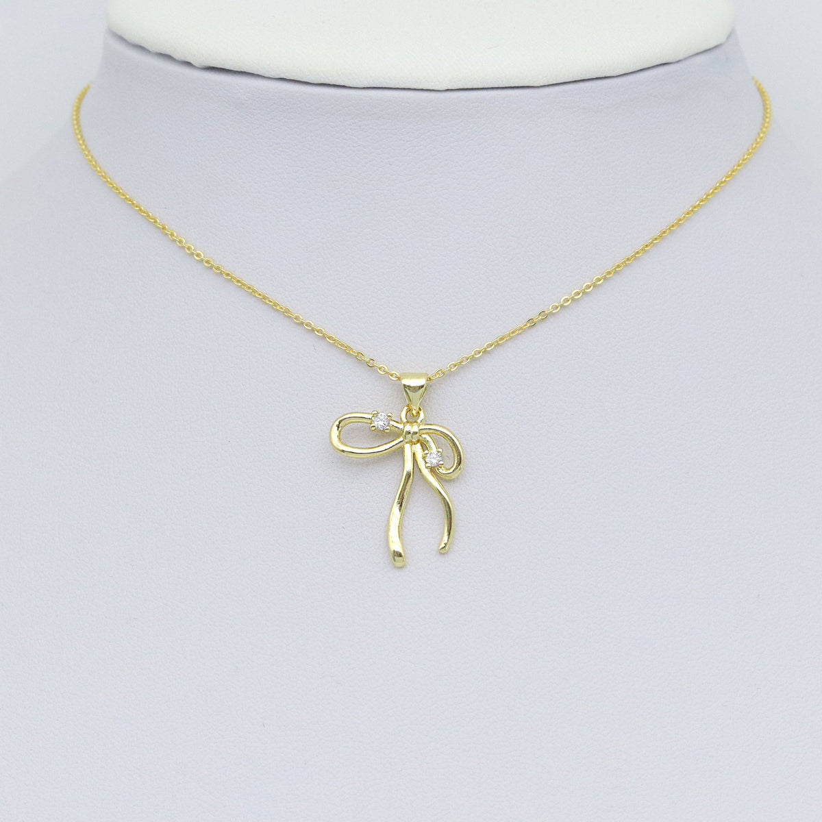 Clear CZ Gold Bowk not Charm Pendant, Sku#LK1021