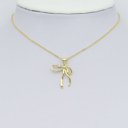 Clear CZ Gold Bowk not Charm Pendant, Sku#LK1021