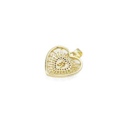 CZ Gold Filigree Fe Heart Charm, Sku#LK912