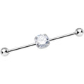 14G Clear CZ Shimmering Circle Industrial Barbell 38mm