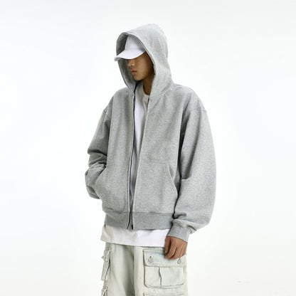 Fashionable Hooded Cardigan Layered Sweatshirt Mens Trendy Hoodie