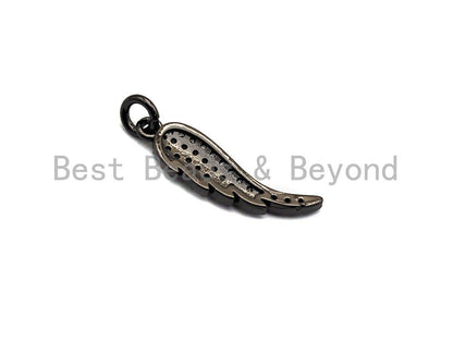 CZ Micro Pave Angel Wing Pendant/Charm, Cubic Zirconia Pendant Charm, 6x23mm,sku#X115