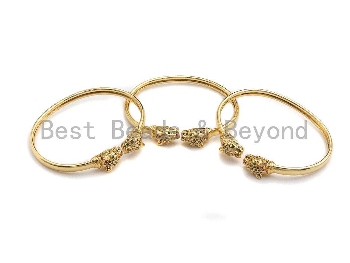 CZ Panther Head Cuff Bracelet, Sku#X155