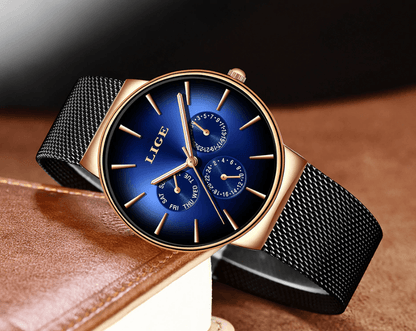 Men's Elegant Watch With  Stainless Steel Straps And Chronometers For Day And Date Display Unique Design Perfect Gift For Man And Women
