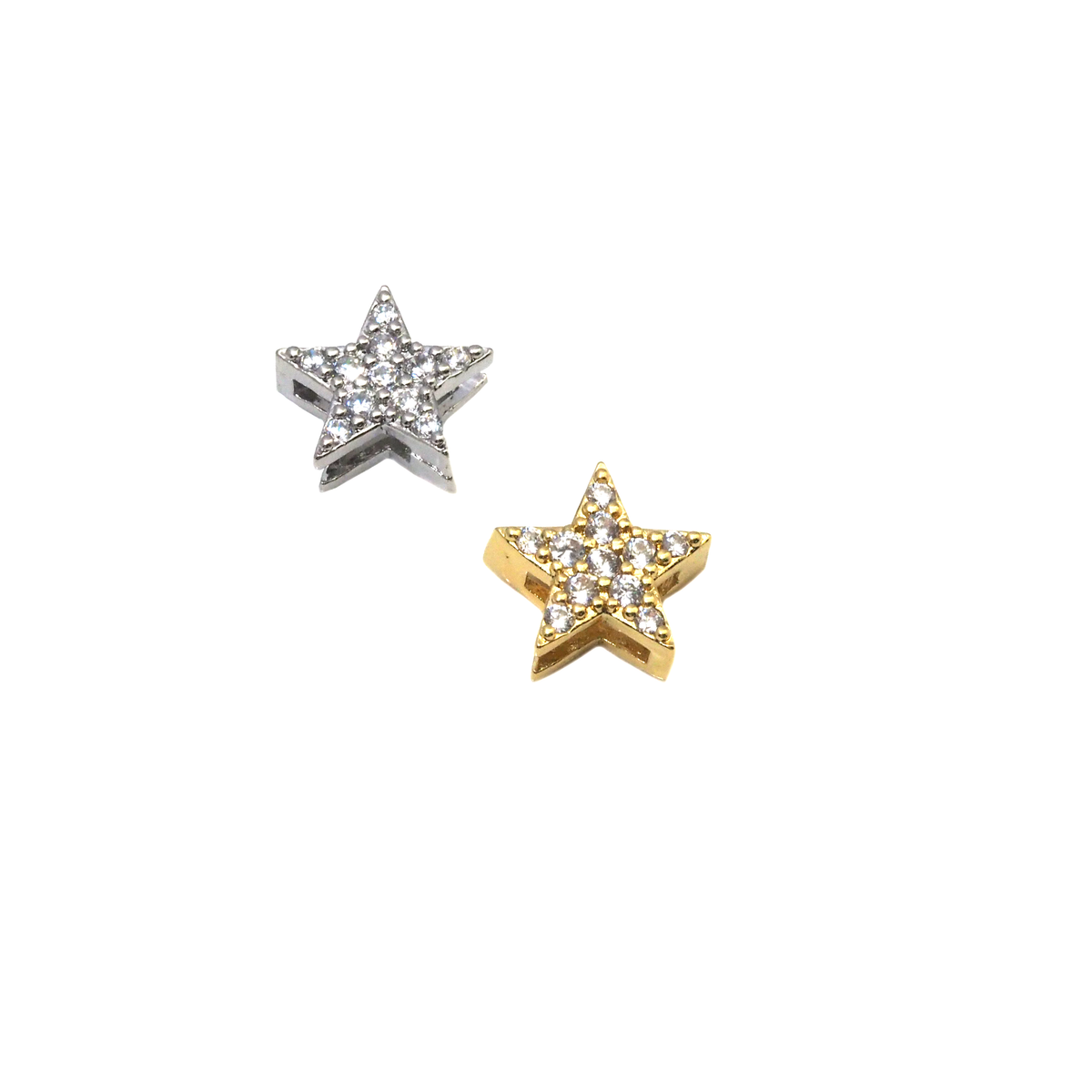 CZ Star Gold Silver Spacer beads, Sku#B344