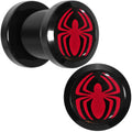 0G Licensed Red Spider-Man Logo Acrylic Screw Fit Plugs Set