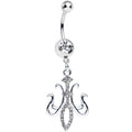 Clear Gem Magnifique Fleur de Lis Dangle Belly Ring