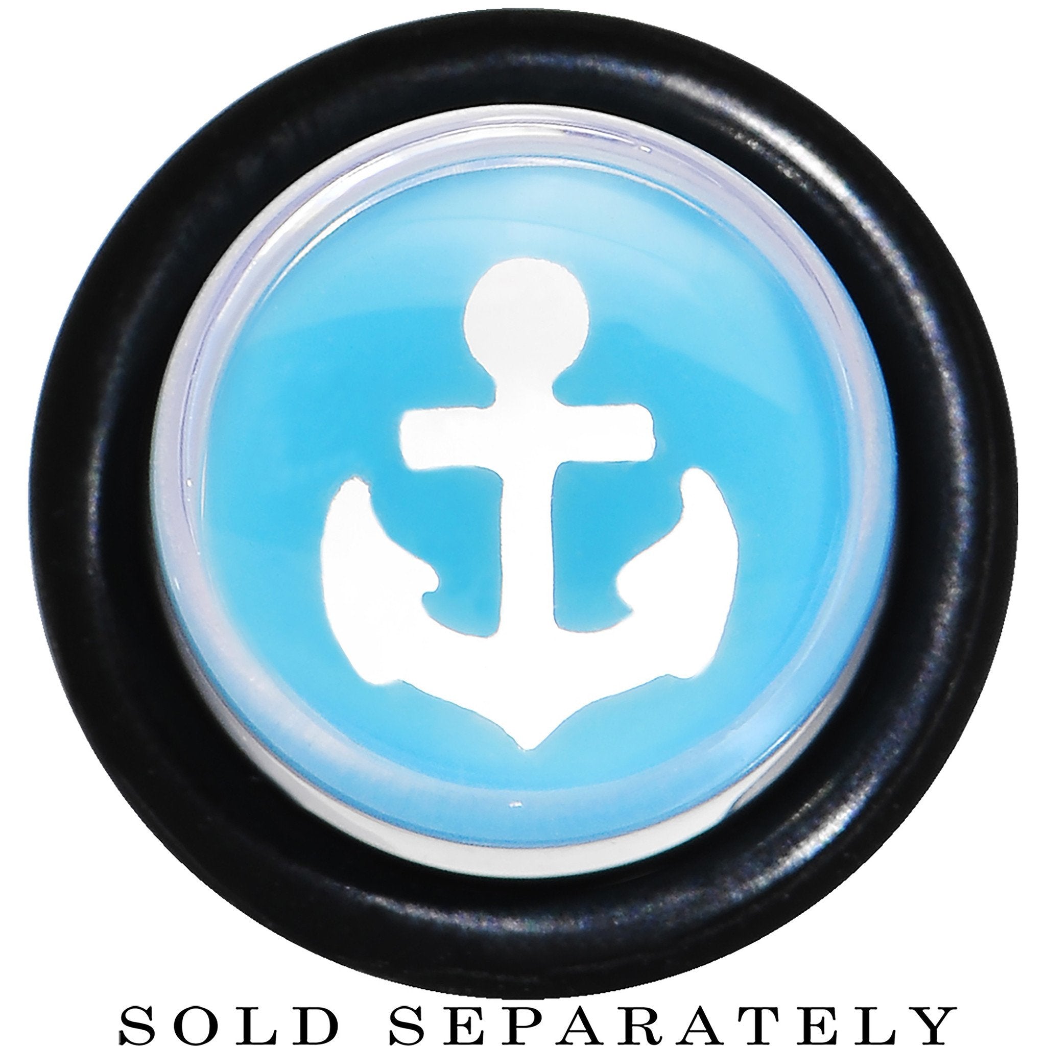 Clear Light Blue Acrylic Set Sail Nautical Anchor Taper 0G to 20mm