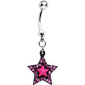 Pink Gem Pink Center Bellissima Black Star Dangle Belly Ring