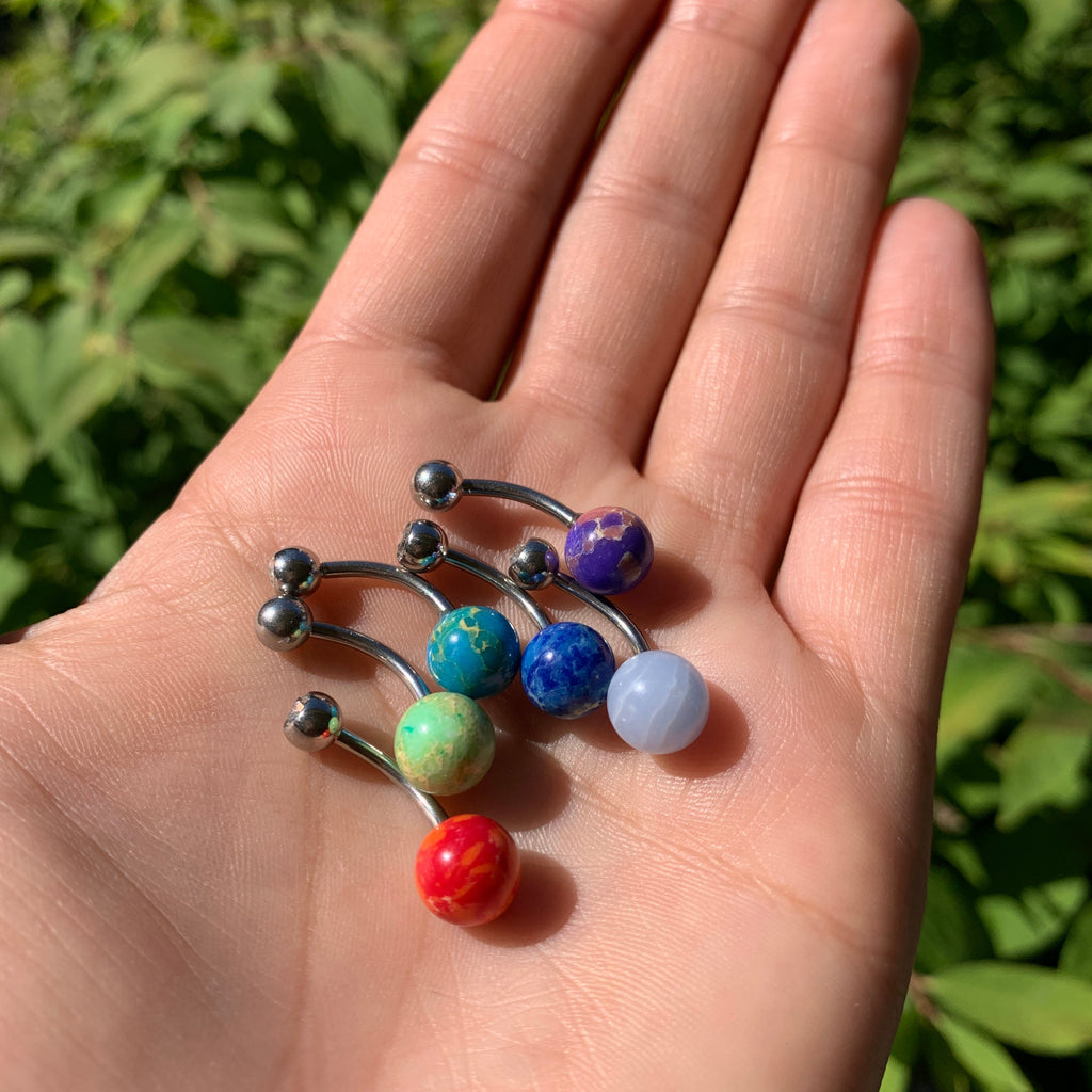 Clear Gem Perfect Cloudy Sky Light Blue Stone Belly Ring