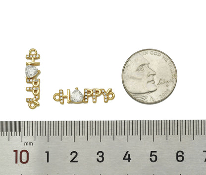 CZ Happy Word Shape Connector, Sku#LK601