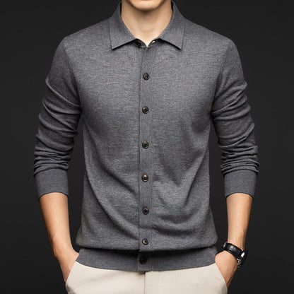 Mens Casual Commuter-style Solid-color Wool Sweater