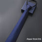 Mens Business Formal Zipper Tie With Blue Stripes