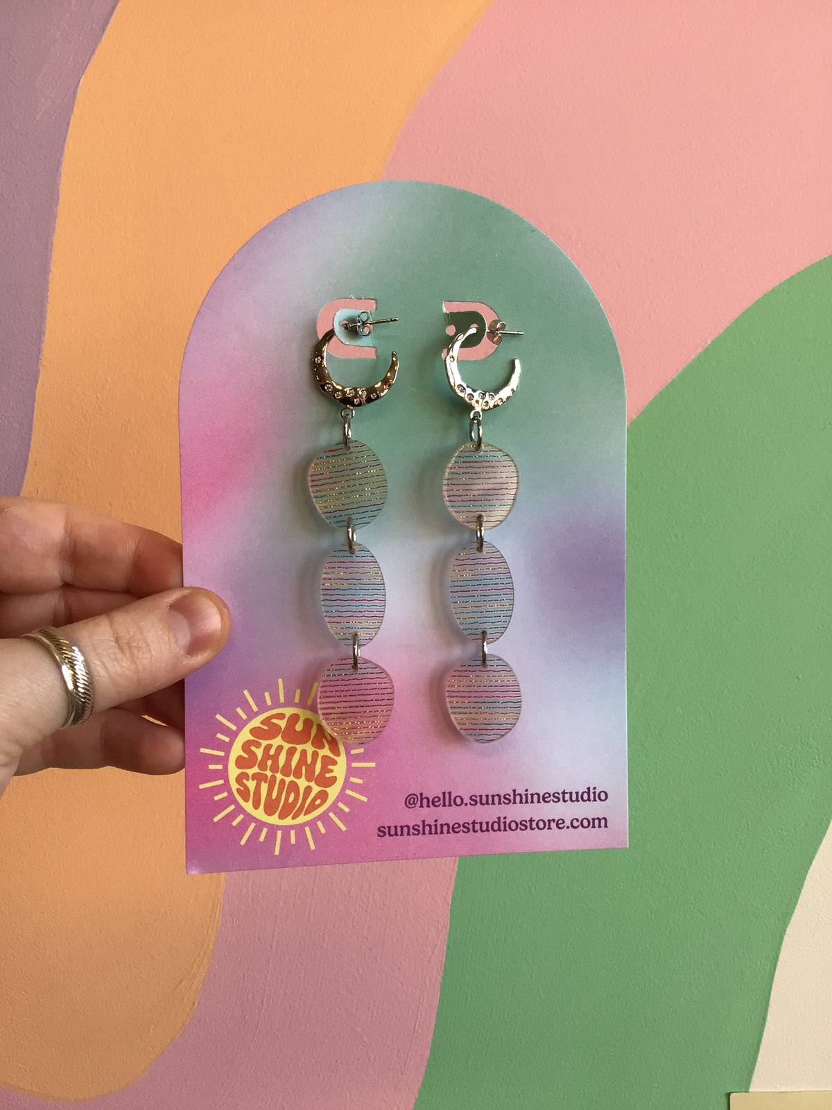 Rainbow Thread Dangle Earrings
