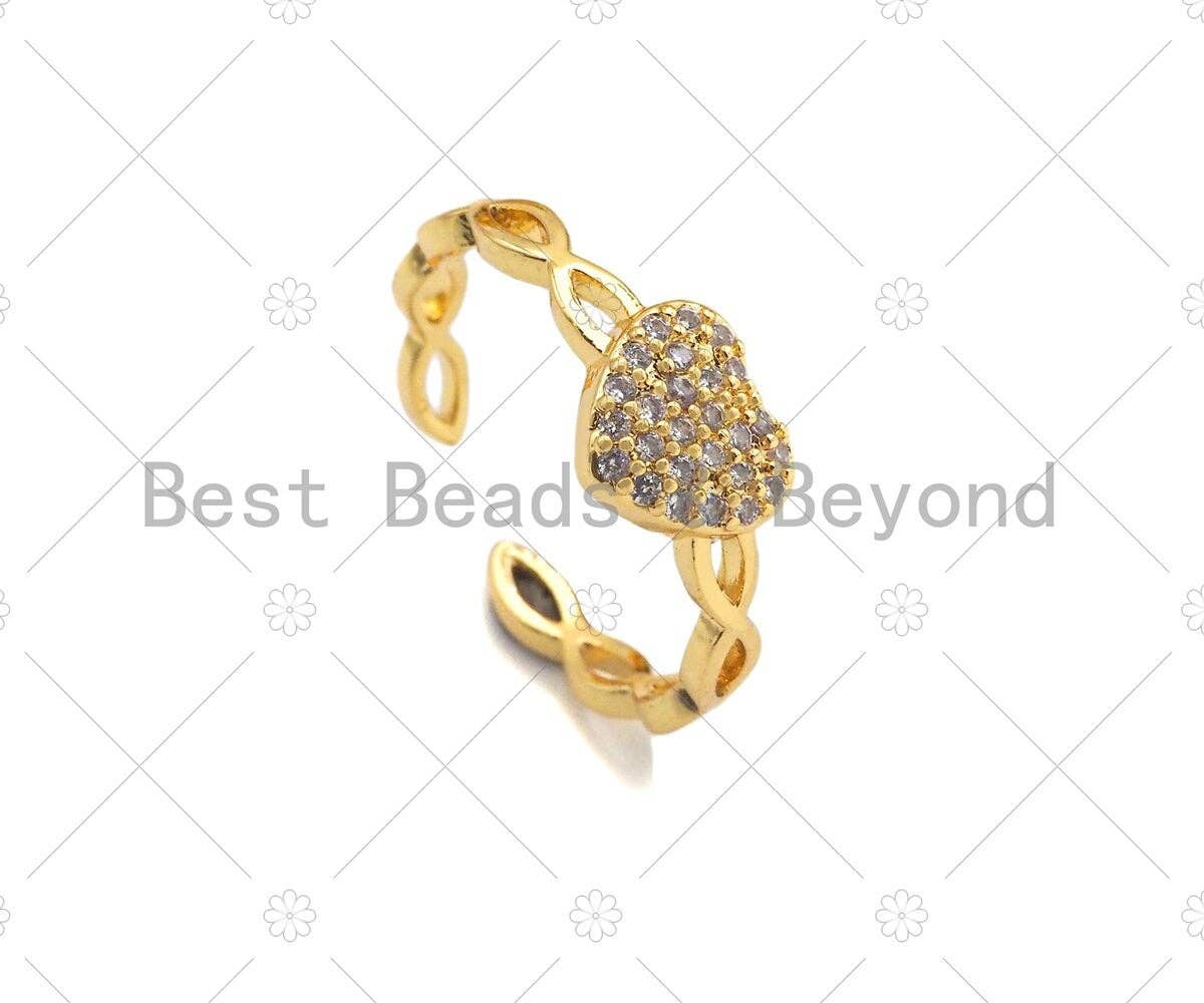 Infinity Heart Open Ring, Gold heart Ring, Pave ring, Dainty Heart Ring, Statement Ring, Bridesmaid Gift, Dainty Heart Ring, sku#LD53