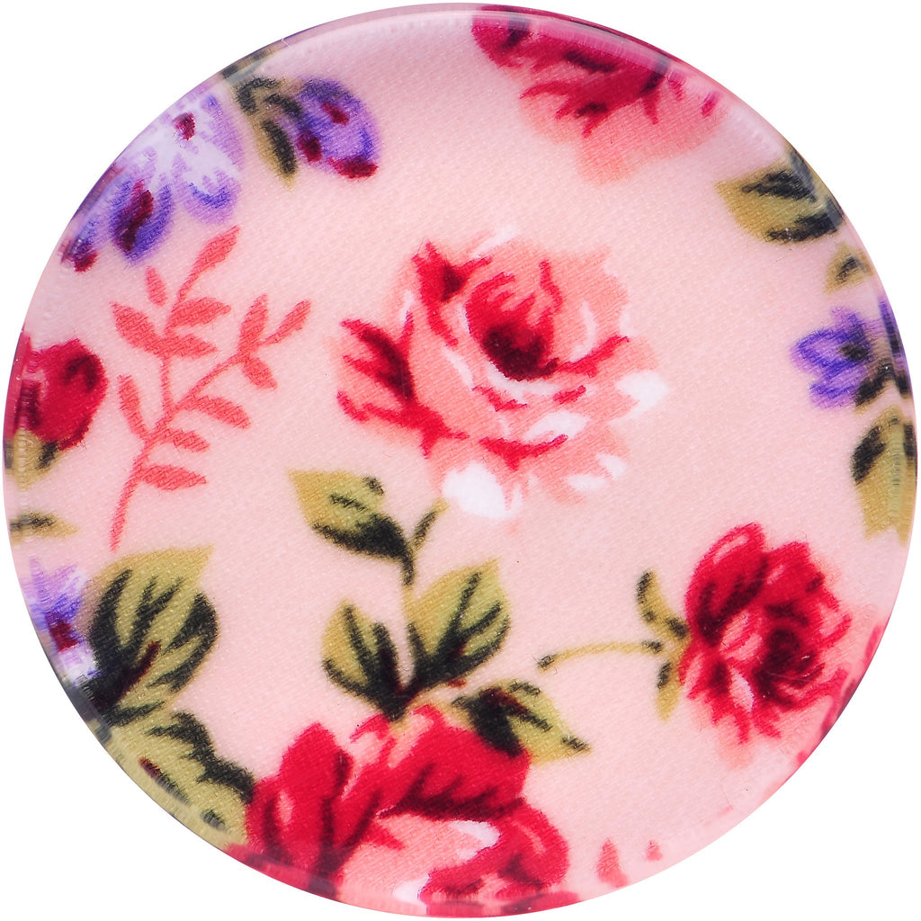 34mm Acrylic Pink Grandma's Wallpaper Flowered Saddle Plug