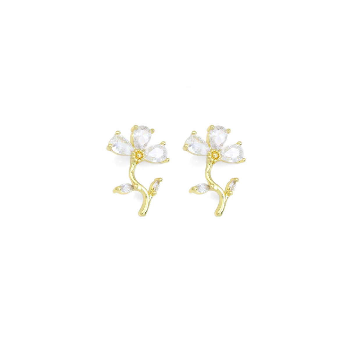 Teardrop CZ Gold Flower Charm, Sku#LK916