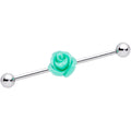 Light Green Charming Summer Rose Flower Industrial Barbell 37mm