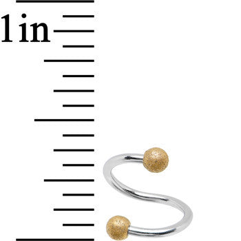 16G 3/8 Gold Tone Sandblasted Ball Ends Spiral Twister Ring