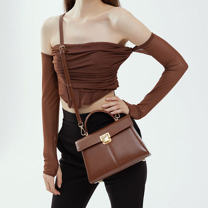 Women's Leather Vachette Clasp Portable Shoulder Bag