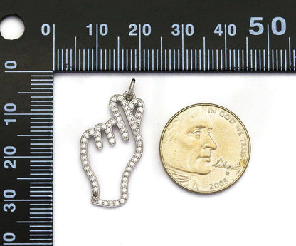 CZ Love You Gesture Charm, Sku#B201