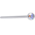 20G 3/4 Aurora CZ Steel Straight Fishtail Nose Ring 2mm