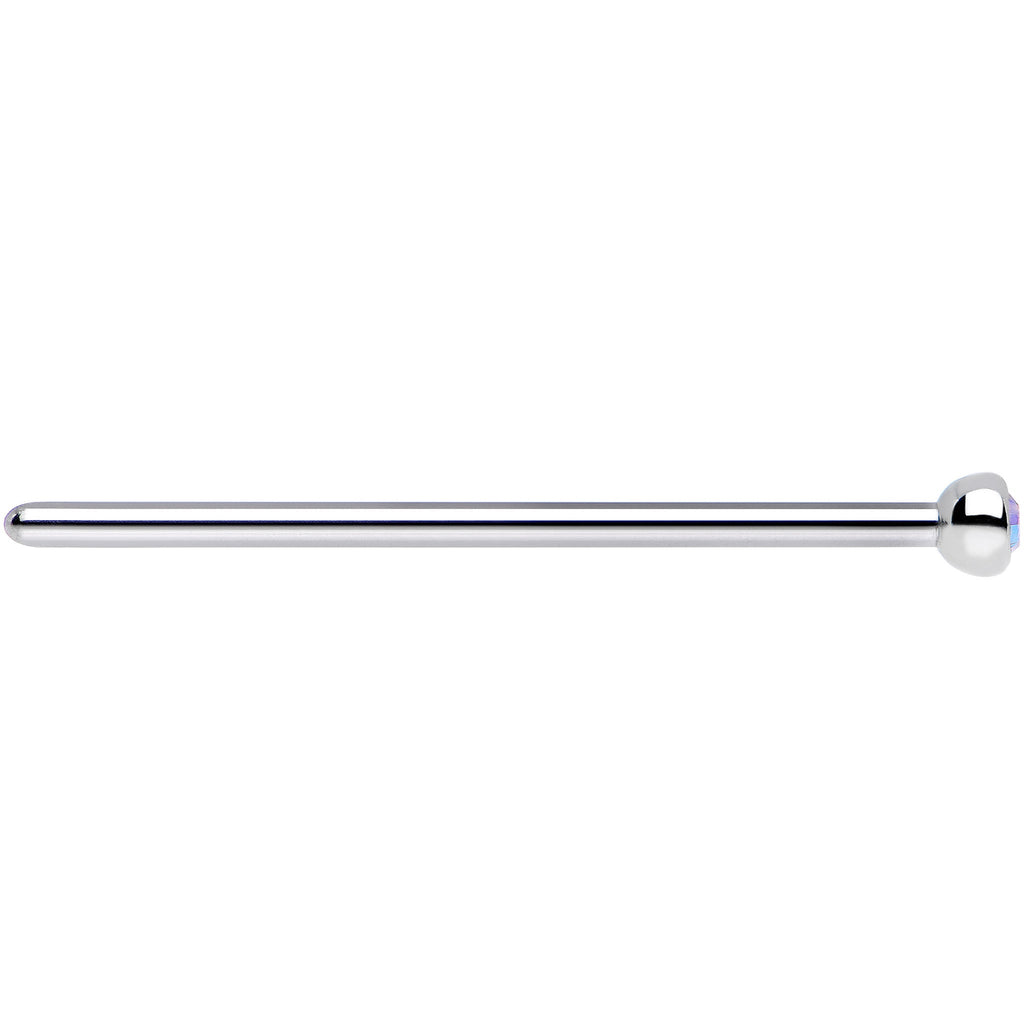18G 3/4 Aurora CZ Steel Straight Fishtail Nose Ring 2.5mm
