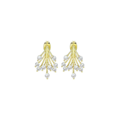 Clear Crystal Gold Flower Stud Earrings, Sku#LD648