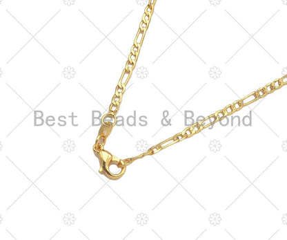 18K Gold Finished Figaro Chain Necklace, 3mm Figaro Chain Necklace, ,sku#JD04/LD593