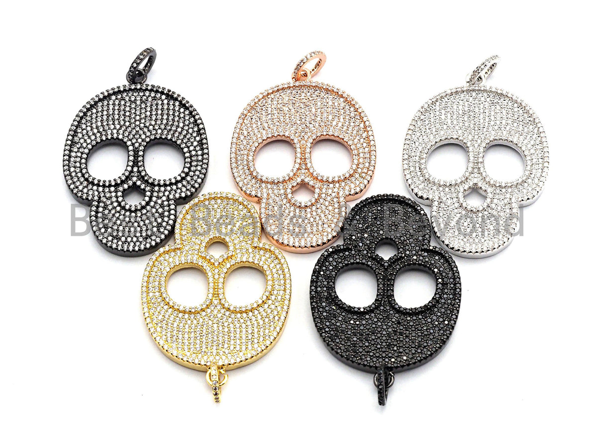 CZ Clear/Black Micro Pave Skull Pendant, CZ Pave Pendant, Go