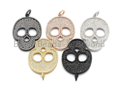CZ Clear/Black Micro Pave Skull Pendant, CZ Pave Pendant, Go