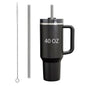 Linsaner 1 Pack 12" Reusable Straw and 1 pack 13" Cleaning Brush Perfect Replacement for Stanley Cup 40 oz for Stanley Straw for Stanley Cup Accessories for Stanley Accessories(Translucent Black)