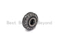 CZ Donut Shaped Micro Pave Space Beads in Antique Silver, Cubic Zirconia Space Beads, Rhidium Rondelle Big hole Beads, 10x5mm, sku#X124