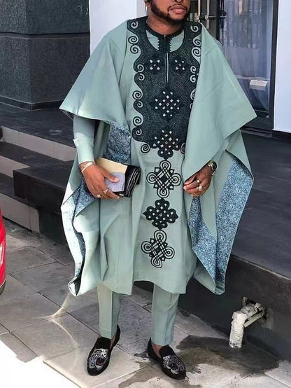 African Ethnic Print Casual Men's Three-piece Suit