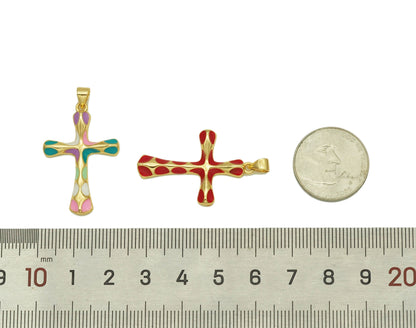 Enamel Cross Pendant, Sku#JL100