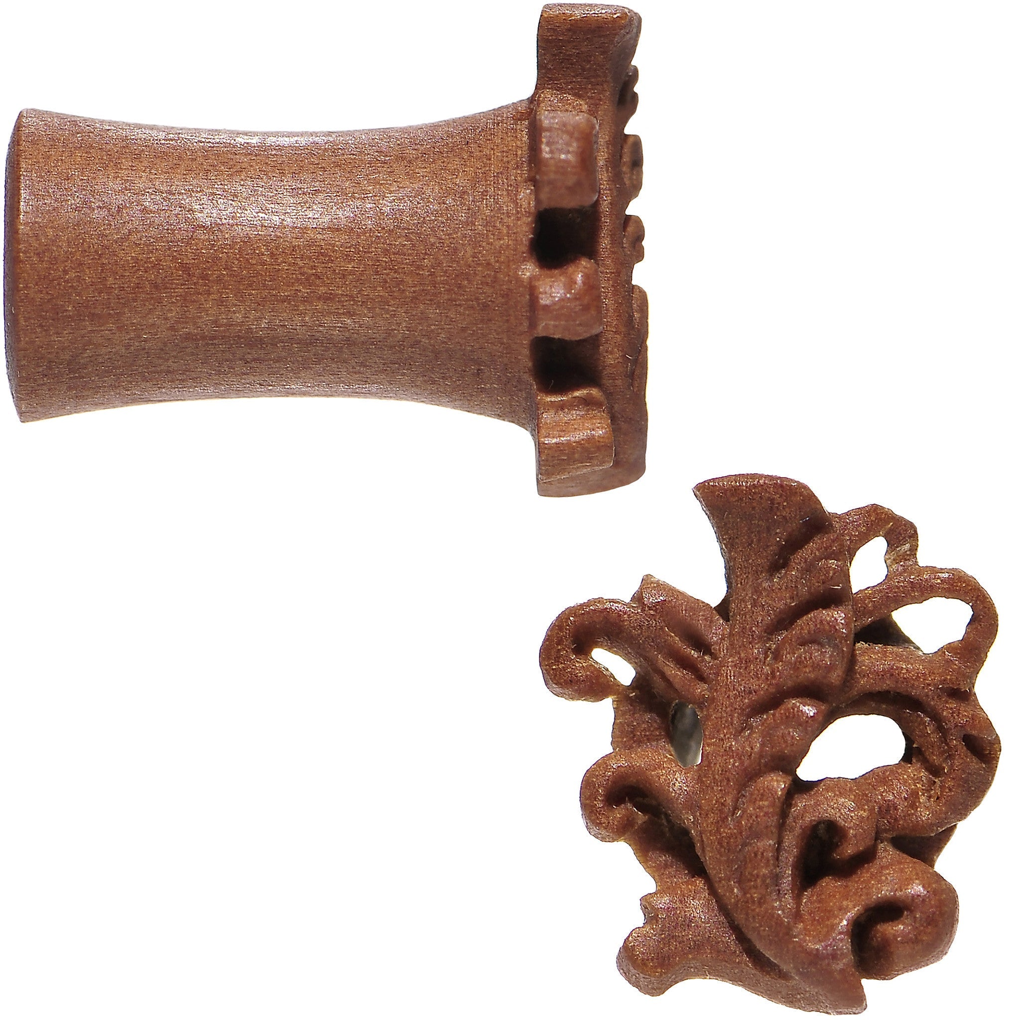 2G Organic Wood Whispering Wind Leaf Hand Carved Plug Set