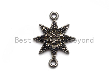 Black CZ Pave On Black Micro Pave Star Connector, Sku#A94