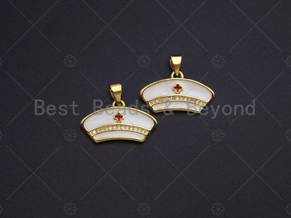 CZ Micro Pave Enamel Nurse Charm, Registered Nurse Charms, sku#LK04